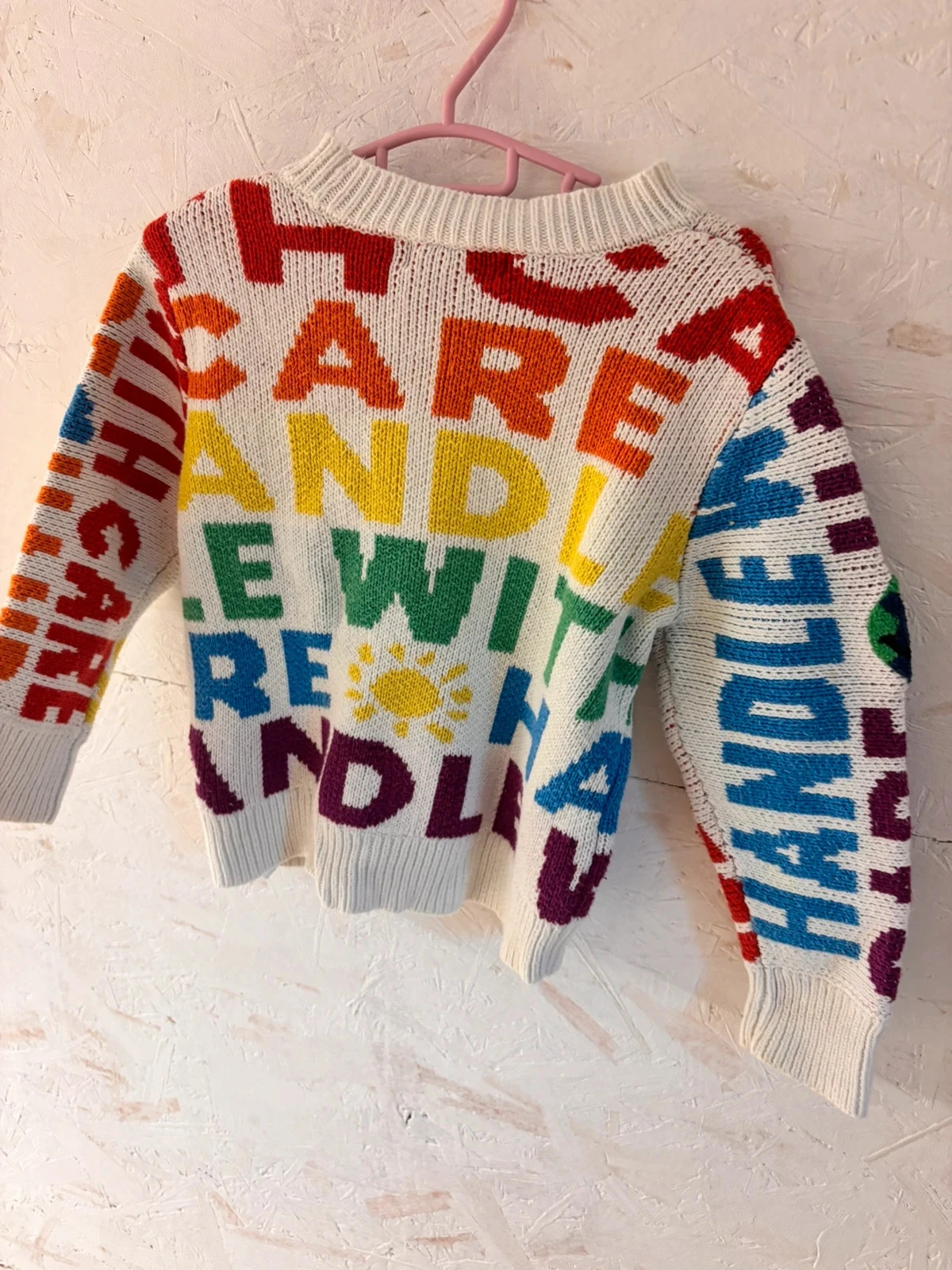 Stella McCartney Kids multicolor knit sweater "Handle with Care" - 4 years (100 cm) – photo 11